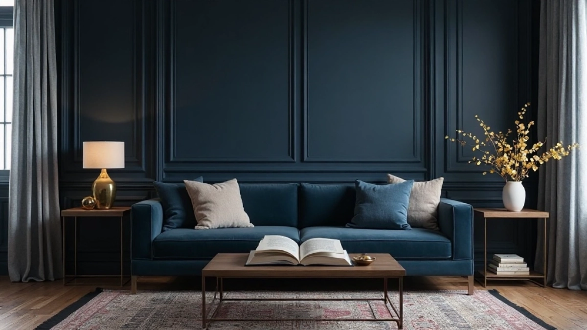 Granatowy salon inspiracje