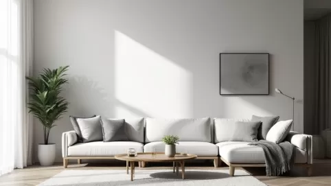 Biało szary salon  jakie dodatki